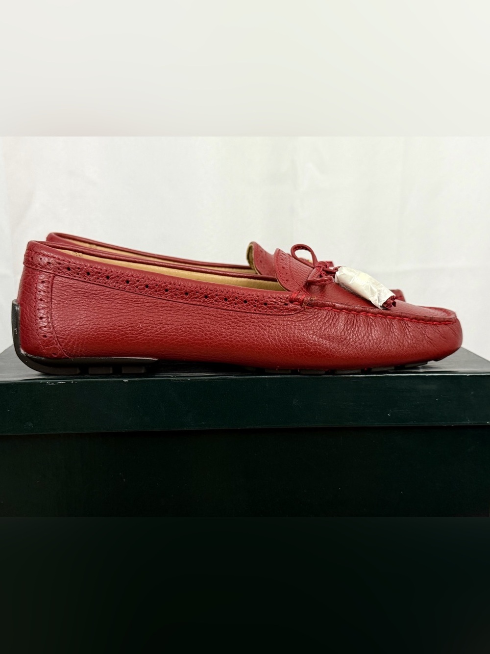 Lauren Ralph Lauren Cassady Red Pebbled Leather Tassel Loafers US 8 NWT - Picture 4 of 10